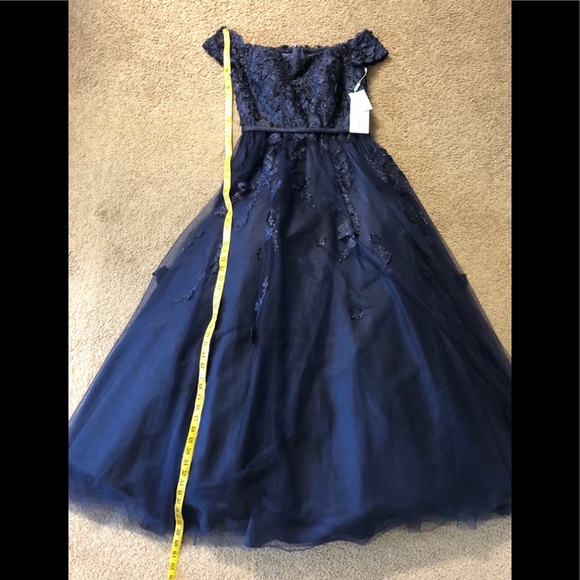 Elizabeth K GLS Formal dress New with Tags Hand Beaded prom party shoulder off - Picture 4 of 15